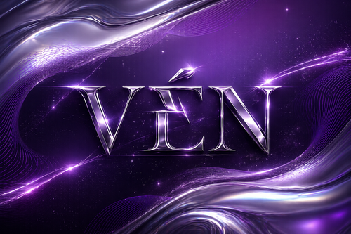 Elegant 'Vén' logo with a futuristic design on a purple background